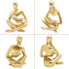 Gold Reading Women Statue, Thinker Sculptures, Abstract Art Ornament, Modern Aesthetic Figurine Decoration, Suitable for Home Living Room Bedroom Office Shelf Table Desk Bookshelf Decor