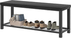 EXCEFUR Entryway Bench, Modern Wood and Metal Storage Bench for Hallway Front Door Entrance, Industrial Indoor Shoe Rack Bench Seat for Bedroom Living Room, 43.3 Inch Black