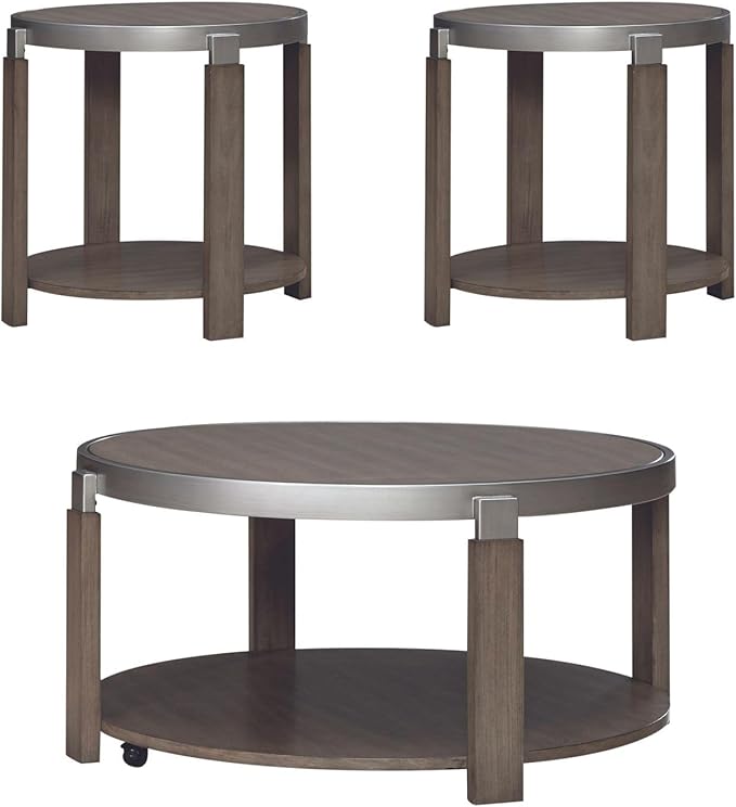 Liberty Furniture Sutton 3 Piece Set for Living Room - Cocktail Table, 2 End Tables - Bleached Sand