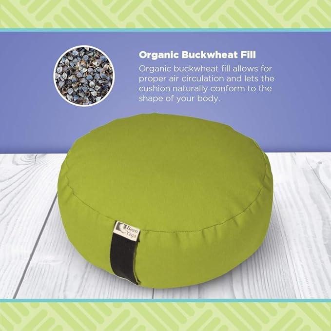 Heart Shaped Zafu Meditation Pillow for Yoga - Organic Buckwheat Filled Valentines Heart Pillow - Zen Kneeling Prayer Pad for Sitting on Floor, Yoga Cushion - Made in USA - 14"X16", Mother Earth