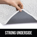 KANGAROO Bathroom Rugs, Chenille Soft Absorbent Bath Rug, Shaggy Shower Mat, Quick Dry Machine Wash Bathmat, Plush Carpet Mats for Tub, Bathtub and Room Home Decor Accessories, 42x24, White