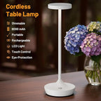 Cordless Table Lamp Rechargeable - 6000mAh LED Battery Operated Table Light - Portable Touch Dimmable Outdoor Waterproof Table Lamps for Patio Bar Restaurant Dining (2 White)