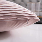 20x20 Pink Throw Pillow Covers: 2 Pack Original Striped Velvet Square Decorative Pillow Cases for Farmhouse Couch