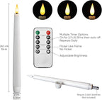 Homemory 2 Pcs Waxy Flameless Taper Candles with Remote, Led Flameless Candlesticks Classic Tall Candle, Flickering Battery Operated Taper Candles for Bedroom, Dining Room, White, 9.6 inches