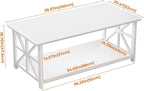 GreenForest Coffee Table for Living Room with Round Corners Farmhouse Style Center Table with Storage Shelf 39 Inch Space Saving Easy Assembly Full White