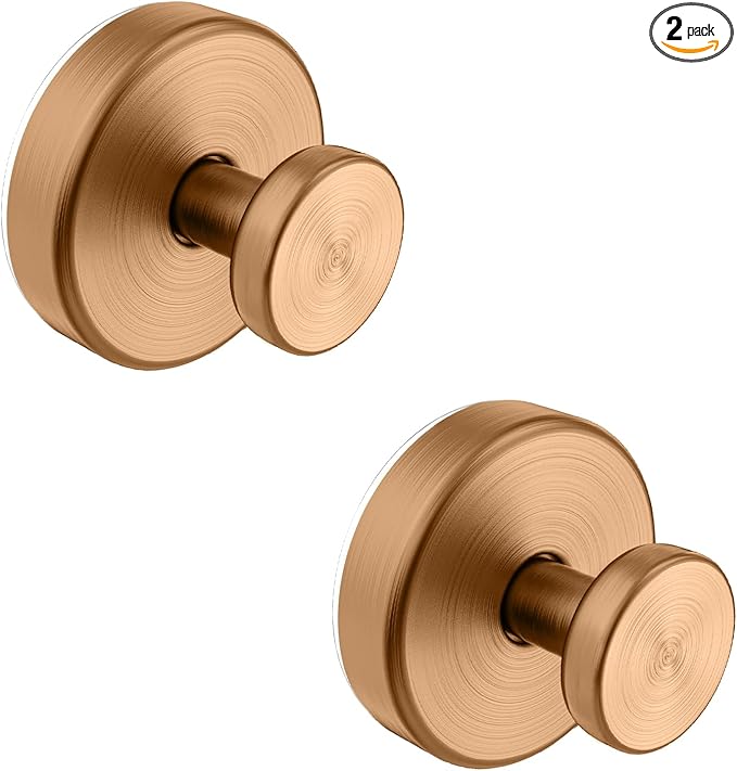 Suction Cup Hooks for Shower, Removable Towel Hooks for Bathroom Window Glass Door Wall, Bath Robe Looafh Wreath Hook for Hanging - 2 Pack, Champagne Bronze