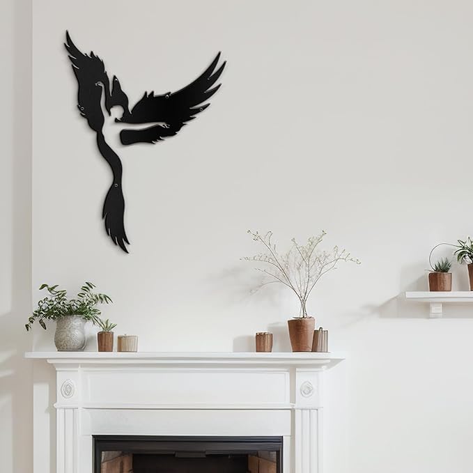 SIGNLEADER Metal Wall Art Decor Angel Minimalist Modern Abstract Wall Sculpture Hangings Home Decoration for Living Room, Bedroom, Bathroom, Kitchen, Outdoor - 36" Black