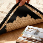 16 Pcs Rug Carpet Non Slip Grippers, No Damage Reusable Rug Tape for Hardwood Floors and Tiles, Keep Corners Flat, Double-Sided Adhesive Area Rugs