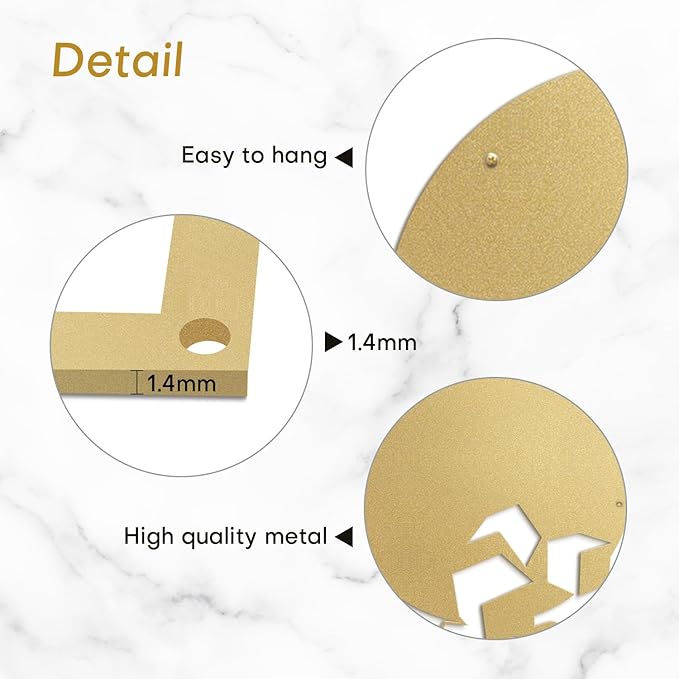 SIGNLEADER Metal Wall Art Decor Circles Abstract Shapes Minimalist Modern Abstract Wall Sculpture Hangings Home Decoration for Living Room, Bedroom, Bathroom, Kitchen, Outdoor - 18" Gold