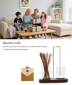 2 in 1 Glass Incense Holder for Sticks with 9-Hole Upright Burner, Ash Catcher, Brush & Greeting Card, Meditation & Yoga Accessories,Gift for Home Decor (Dark Base)