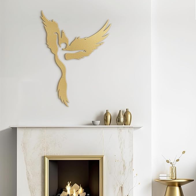 SIGNLEADER Metal Wall Art Decor Angel Minimalist Modern Abstract Wall Sculpture Hangings Home Decoration for Living Room, Bedroom, Bathroom, Kitchen, Outdoor - 36" Gold