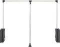 Rev-A-Shelf 35"-48" Pull Down Adjustable Side Mounted Closet Rod for Kitchen/Bathroom Cabinets w/Telescoping Handle & Hardware, Chrome, CPDR-3548