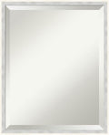 Amanti Art White Wall Mirror 21x17 Paige White Silver Rectangle Bathroom Mirror for Wall Decor Living Room, Small Modern Wood Frame, Hangs Horizonally and Vertically, Bathroom Decor, Beveled Edge