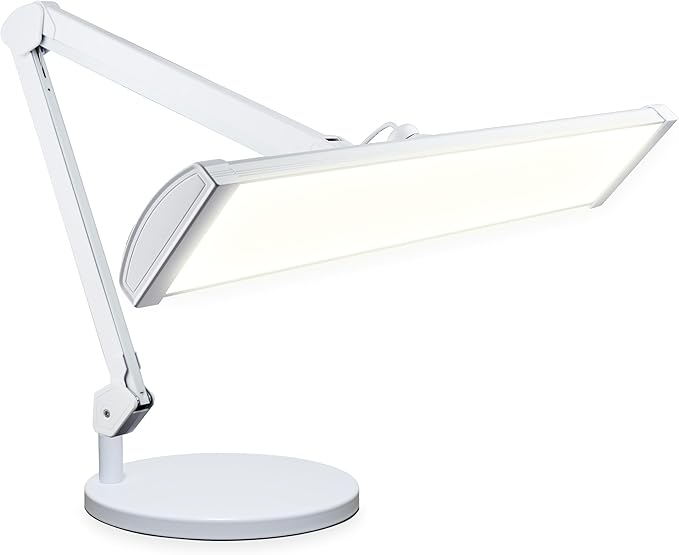 Neatfi LED Desk Lamp, 3,500 Lumens, 3 Light Modes, Dimmable, 45W, 26” Wide Shade, 540 SMD LEDs, Eye-Caring Task Lamp for Reading, Crafting, Workbench, Office (CCT with Base, White)