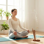 2 in 1 Glass Incense Holder for Sticks, Wooden Base Incense Burner with Metal Brush for Meditation Yoga Spa Office Home Decor Gifts(Brown,Natural Wood Color) (Brown)