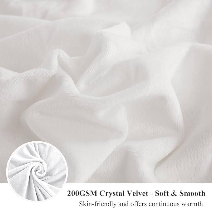 XeGe Plush Shaggy Duvet Cover Set, Luxury Ultra Soft Crystal Velvet Fluffy Bedding Sets 3 Pieces(1 Furry Faux Fur Comforter Cover + 2 Fuzzy Faux Fur Pillowcases), Zipper Closure(Queen, White)