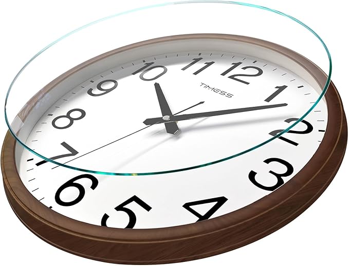 Wall Clock, Classic Wood Style Finish, 18 Inch Non-Ticking Silent Battery Operated Analog Clock, Ideal Retro Decor for Home, Bedroom, Living Room, Kitchen, Bathroom, Office(Wood Brown)