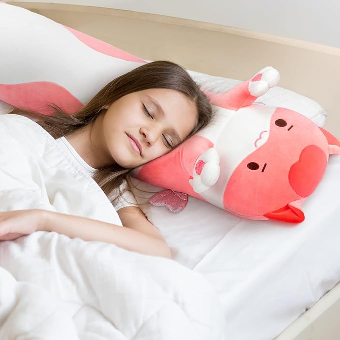 Mewaii Long Cat Plush 5 Sizes, 120% Extra Filling Giant Plushness Kids Body Pillow, Kawaii Cute Pink Cat Stuffed Animals Plushies, Big Long Body Pillow Cat Plush Gift for Girls 28”