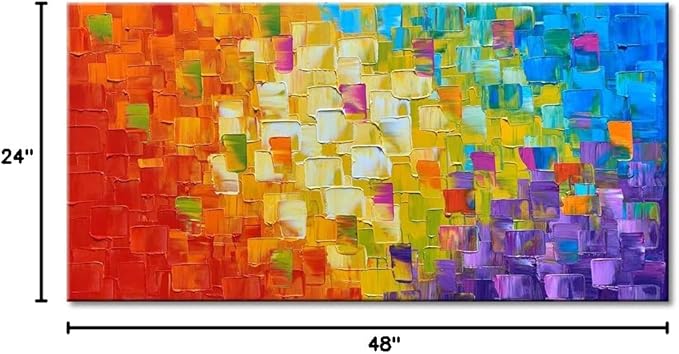 Seekland Art Hand Painted Texture Oil Painting on Canvas Abstract Wall Art Deco Contemporary Artwork Framed Ready to Hang (48 * 24 inch)