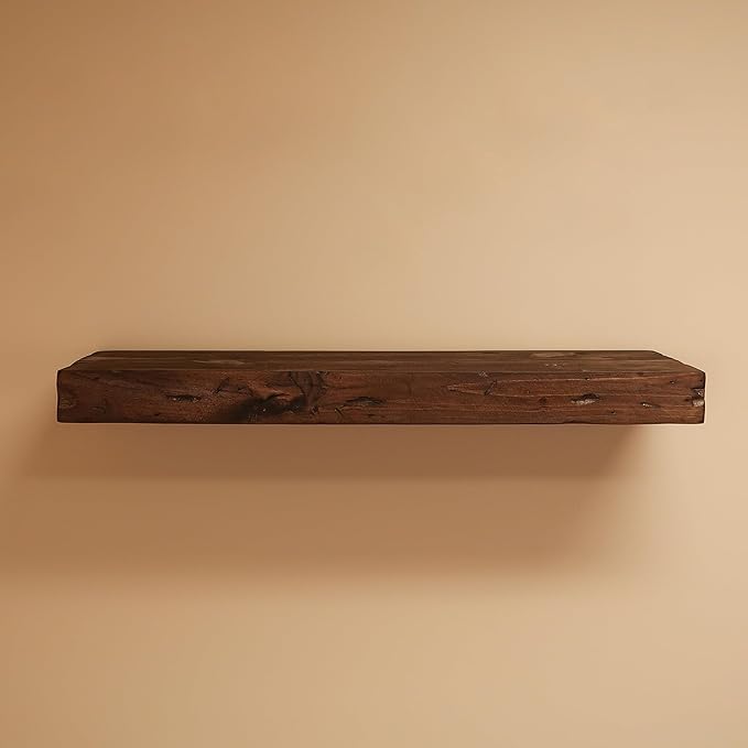 Urbandi Rustic Distressed Floating Shelves, Set of 2, Handmade Out of Pine Wood, 3 Inch Thick, Made in USA (Provincial, 24Lx3Hx6D)