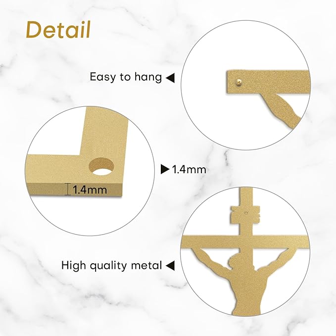 SIGNLEADER Metal Wall Art Decor A Men on Cross Minimalist Modern Abstract Wall Sculpture Hangings Home Decoration for Living Room, Bedroom, Bathroom, Kitchen, Outdoor - 24" Gold