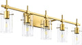 SOLFART Gold Vanity Light Fixtures Bathroom Lighting Over Mirror Wall Lights 5 Lights Bathroom Light