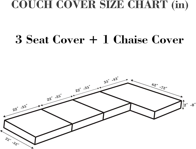 Sofa Covers Couch Covers for Sofa Pet Friendly Couch Cushion Covers Universal Sofa Covers Washable Stretch Slipcovers for Sectional Sofa (Texture Gray, 3 Seats + Chaise Cover)