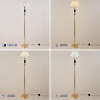 Floor Standing Tall Lamp Imitated Silk White Shade Floor Lamp with Plug Switch Button for Living Room Bedroom Home Office