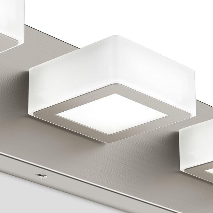 Ralbay 5 Color Temperature Brushed Nickel Vanity Lights for Bathroom 4 Lights Dimmable Acrylic Modern LED Brushed Nickel Bathroom Lighting Fixtures
