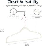 Amazon Basics Slim, Velvet, Non-Slip Sturdy Clothes Hangers, 50-Pack, Ivory/Rose Gold