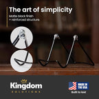 KINGDOM SOLUTIONS MADE IN USA 2-Pack Adjustable Black Metal Easels - Book Stand - Sturdy Plate Stand for Art, Pictures, Books, Frames - Unique on the Market