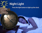 Vintage Retro Analog Alarm Clock, 4 inch Super Silent Non Ticking Small Clock with Night Light, Battery Operated, Simply Design, for Living Room, Bedroom, Bedside, Desk, Gift Clock (Roman)