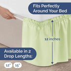 Wrap Around Dust Ruffle Bed Skirt - Light Sage - for King Size Beds w/ 12 Inch Drop - Easy Fit Elastic Strap - Adjustable Pleated Bedskirt w/Brushed Fabric - Wrinkle Free, Women, Men, Kids & Teens