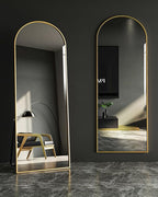 Arched Full Length Mirror, Floor Mirror with Stand, 64"x21", Wall Mirror Full Length, Gold Floor Length Mirror, Gold