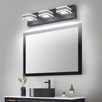SOLFART LED Bathroom Vanity Light Fixtures： 3 Light Matte Black Modern Acrylic Bathroom Wall Lighting Fixtures Over Mirror Cool White 6000K