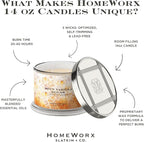 HomeWorx by SLATKIN + CO. Candle- Spun Vanilla Sugar, 14 oz. 3-Wick Premium Scented Candle - 20-40 Hours Burn Time