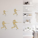 SIGNLEADER Metal Wall Art Decor - Baseball Batter Sport Minimalist Modern Abstract Wall Sculpture Hanging Home Decoration for Living Room, Bedroom, Bathroom, Kitchen, Studio, Outdoor - 36" Gold
