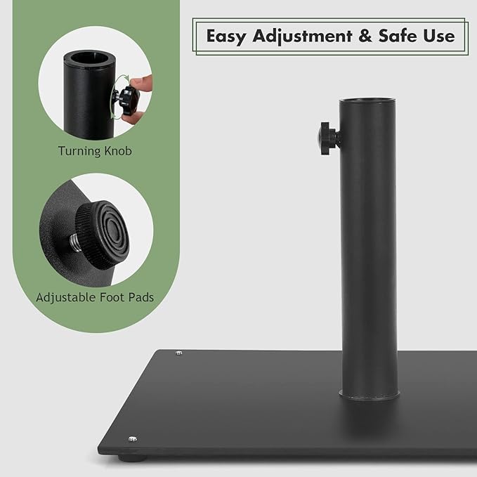 Tangkula 35 LBS Patio Umbrella Base, 20 Inches Heavy Duty Umbrella Stand, Square Umbrella Base w/Non-Slip Pads, Tightening Knob & 2 Adapters, Outdoor Umbrella Stand for Yard, Poolside, Garden (Black)
