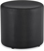 ZURI Modern Artos Round Ottoman in Black Leatherette