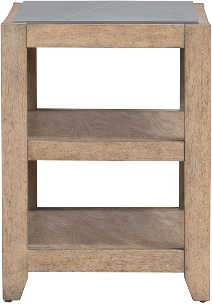 Liberty Furniture Millstone Chairside Table with Unique Tile Top for Living Room - Nutmeg Oak Wood