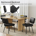 Dining Chairs, Upholstered Mid Century Modern Kitchen Dining Room Accent Chairs with Faux Leather Cushion Seat & Metal Legs for Kitchen, Living Room (Black, Set of 2)