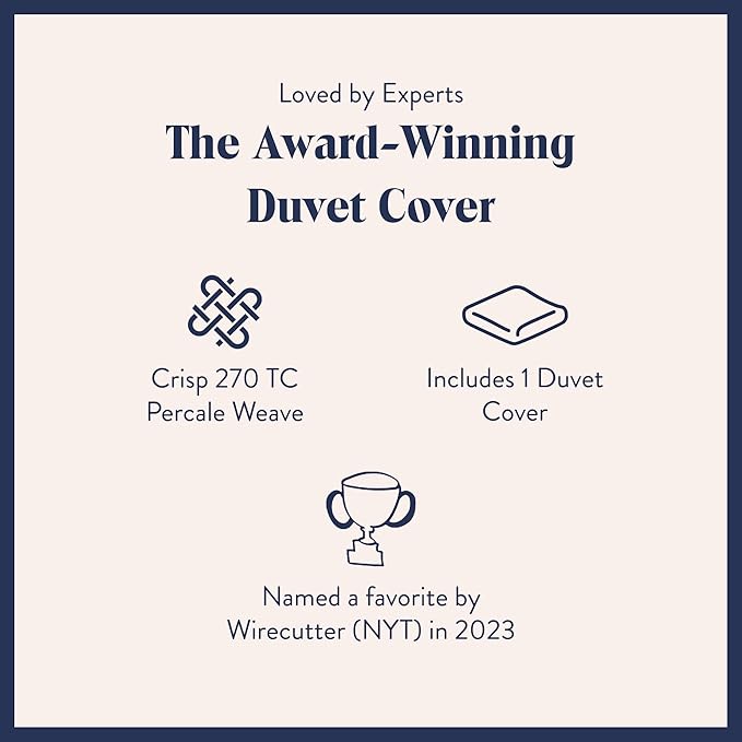 Brooklinen Luxury Percale Duvet Cover – 100% Cotton, Cool, Crisp, Extra-Long Corner Ties, Button Closure, Soft & Breathable – Machine Washable, Duvet Cover King/California King Bed Sizes (White)