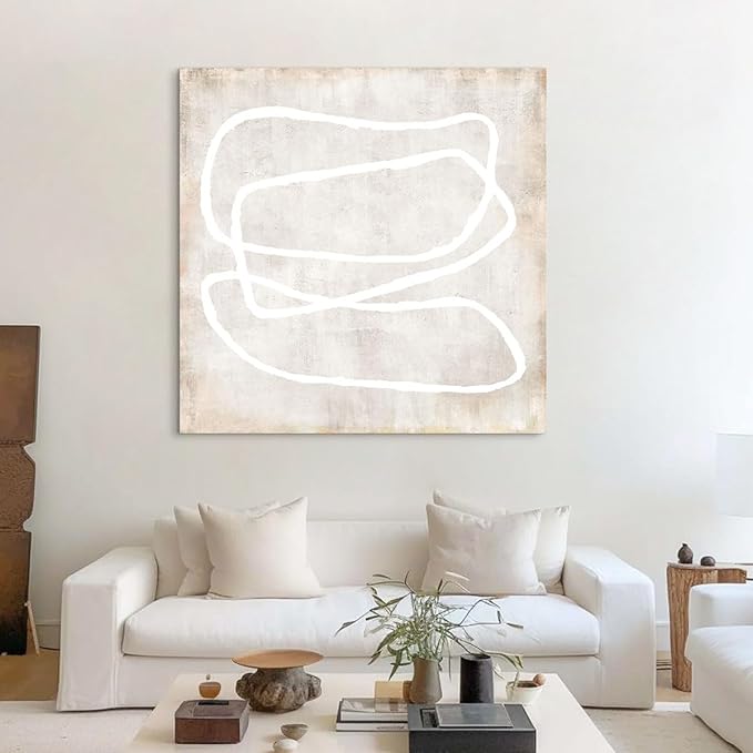 Wall Art for Living Room Wall Decor Bedroom Abstract Art Vintage Kitchen Pictures Office Decor Geometric Paintings Circle Beige Art