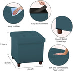 Storage Ottoman, Ottoman with Storage for Living Room Ottoman Square Tray Bedroom Cube Foot Rest Stool with Legs Small Ottomans Coffee Table Lid Foldable Footstool Faxu Leather 15"