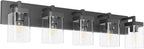 Bathroom Vanity Light, Square Design 5 Lights Morden Bathroom Lighting Fixtures Over Mirror, Black Vanity Light for Living Room/Bedroom