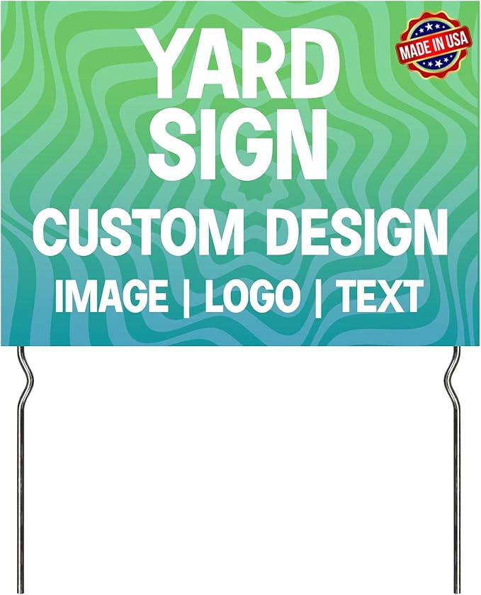 Custom Yard Signs with 2 Metal Stakes by BCB Print | Personalized Lawn Signs for Business, Events & Campaigns | Double Sided HD Outdoor Signage | Express Dispatch & Ship | Made in USA | 24×18 & 24×36