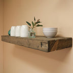 Urbandi Rustic Distressed Floating Shelves, Set of 2, Handmade Out of Pine Wood, 3 Inch Thick, Made in USA (Aged Barrel, 24Lx3Hx8D)