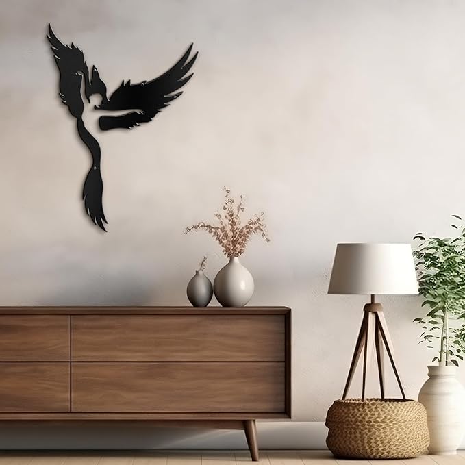 SIGNLEADER Metal Wall Art Decor Angel Minimalist Modern Abstract Wall Sculpture Hangings Home Decoration for Living Room, Bedroom, Bathroom, Kitchen, Outdoor - 36" Black
