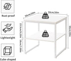 Large End Table for Living Room, Small Table Stand 20 Inch, Fridge Stand Printer Table with Adjustable Shelf, Square Tea Coffee Table for Office White YD-TM153W