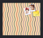 PinPix 14x12 Inch Cork Bulletin Board. This Decorative Framed Pin Board Comes with Multi Color Waves Design and a Satin Black Frame. Ideal for Home Office Decor or Message Board (PinPix-565)